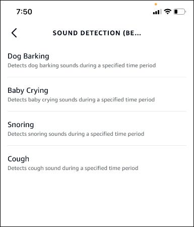 sound detection menu