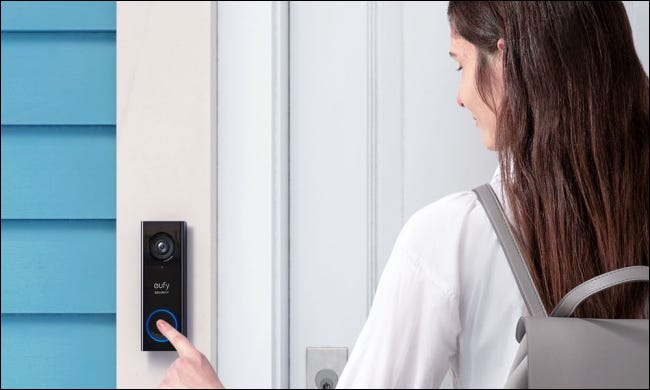 Person using eufy doorbell