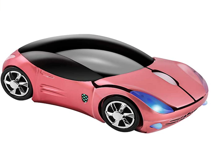 pink car-shaped wireless laptop mouse