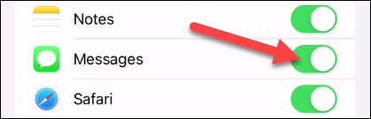 Toggle on "Messages."