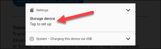 Tap the "Storage Device" notification.