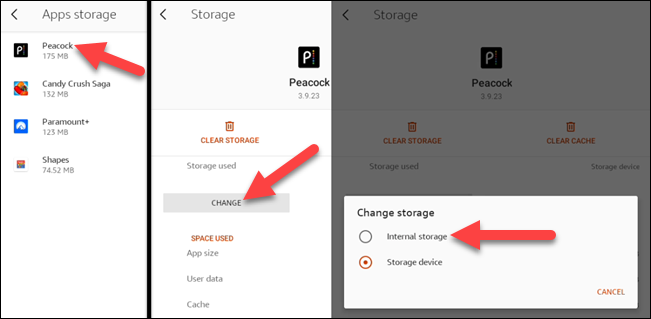 Move an app back to internal storage.