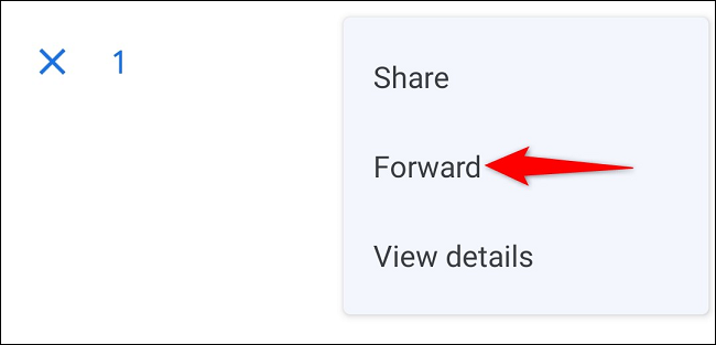 Select "Forward" in the menu.