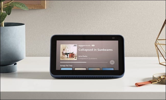 An Amazon Echo Show on a table.