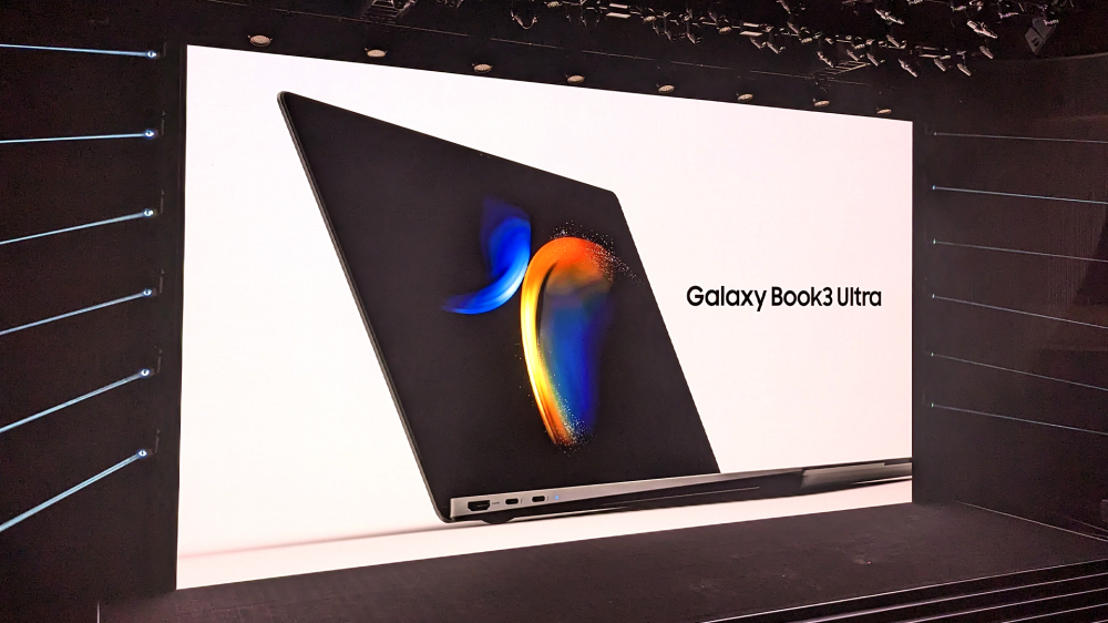 Samsung revealing the Galaxy Book 3 Ultra at Unpacked 2023.