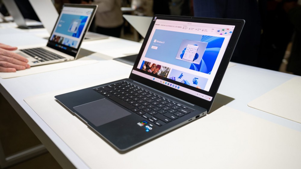 A profile view of the Samsung Galaxy Book 3 Pro Unpacked